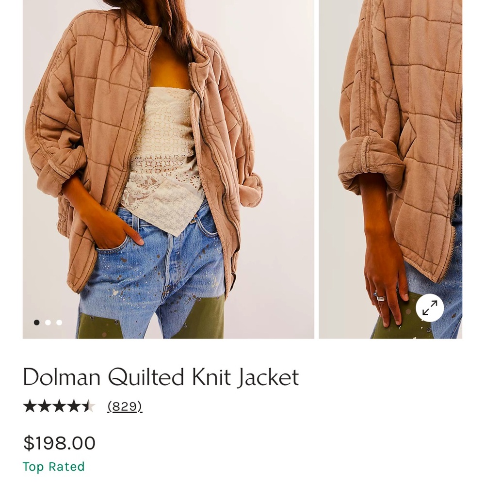 Free People Women’s Medium Quilted Jacket-Color: Champagne Diamonds